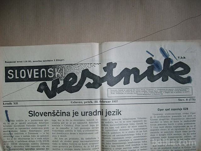 SLOVENSKI VESTNIK - TEDNIK ZA SLOVENSKO KOROŠKO