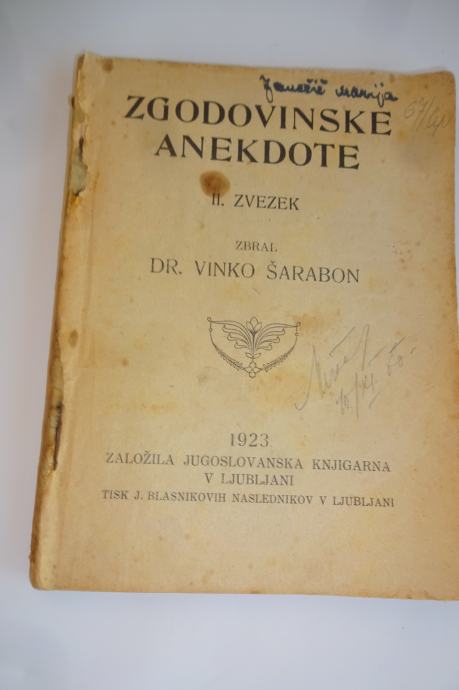 Zgodovinske anekdote iz leta 1923, zbral Dr.Vinko Šarabon