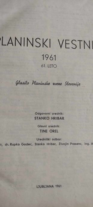 Zbirka planinski vestnikov leta: 1953,57,58, 60,61,62,64,65