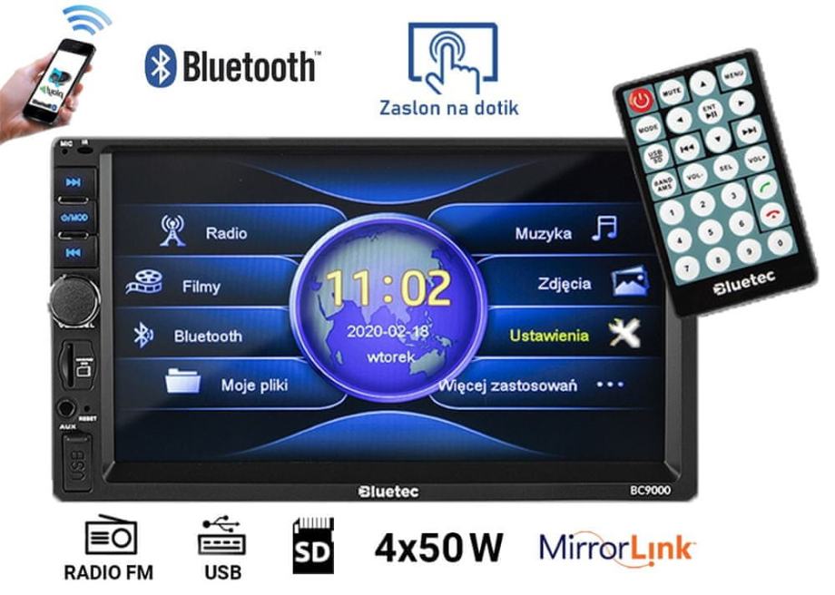 Blow Bluetec BC9000 avtoradio, 2DIN, 17,78 cm (7) barvni zaslon na dot