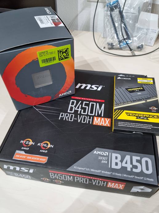 Procesor + matična + ram (2600, b450m, 2x8gb corsair ram)