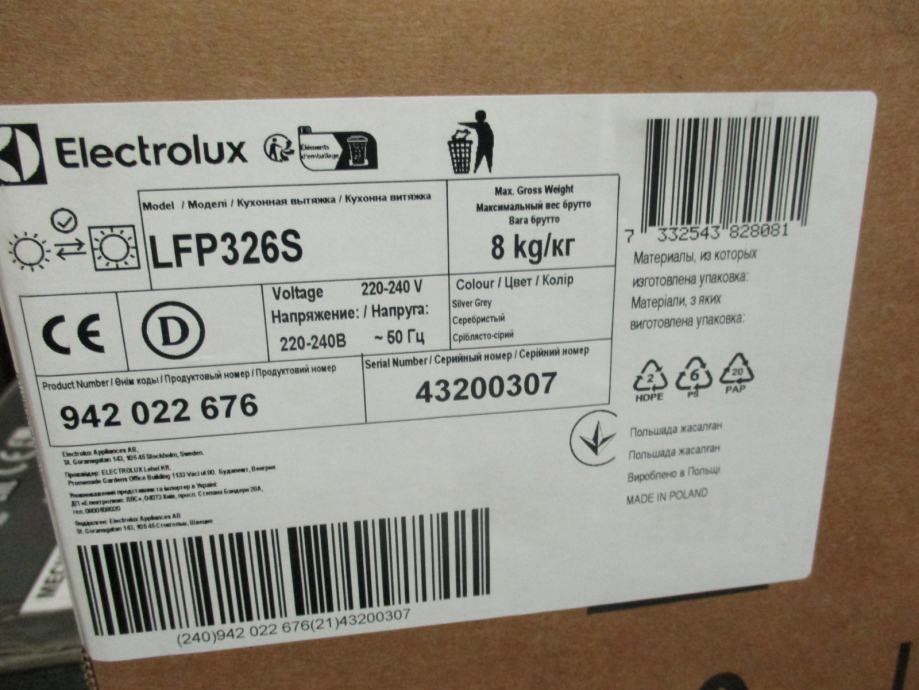 Electrolux LFP326S izvlečna kuhinjska napa