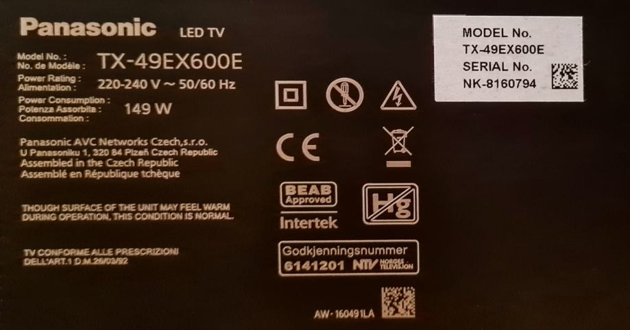 Televizor Panasonic 4k TV sprejemnik TX-49EX600E