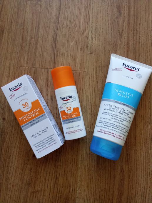 EUCERIN za sončenje SPF 30 s hialuronom in GEL PO Sončenju