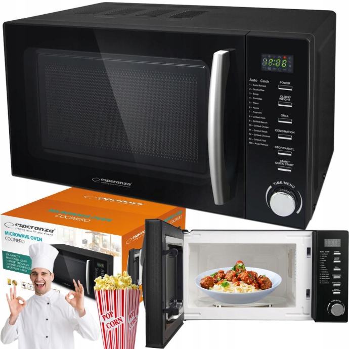 1200W LCD mikrovalovna pečica + žar 20L COCINERO