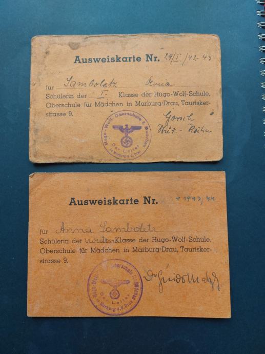 WW 2.Ausweiskarte 2 × L.1942 ibn 43.