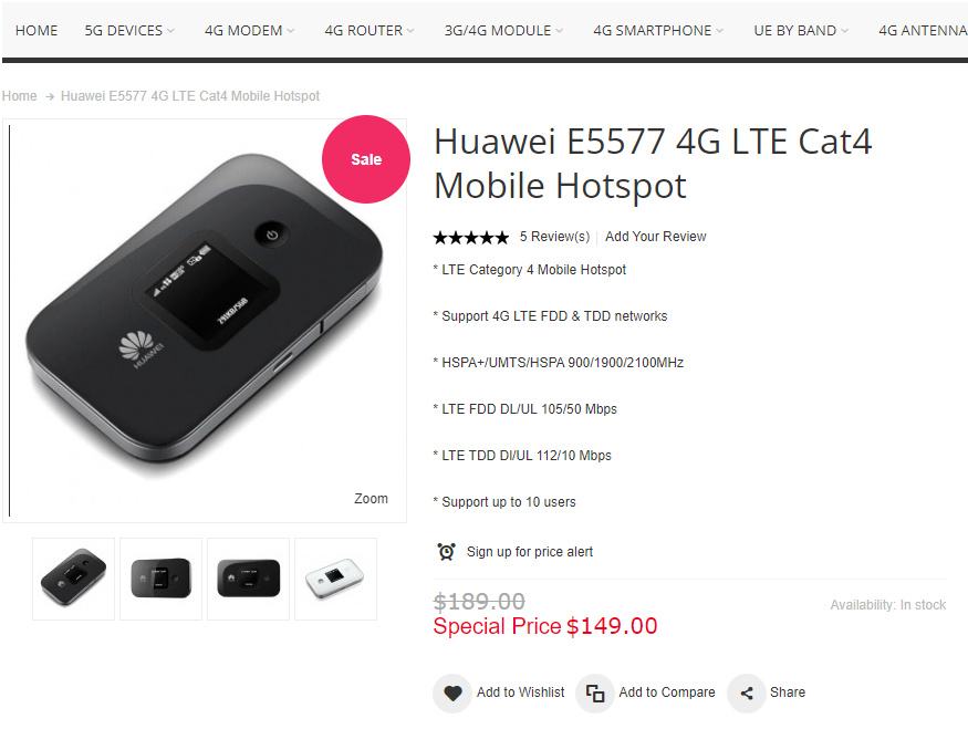 Huawei mobilni SIM Wi-Fi modem 4G LTE