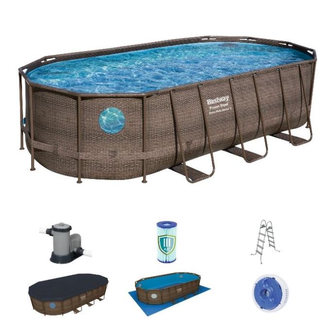 bestway power steel vista ovalpool set 549x274x122 rattan 56716