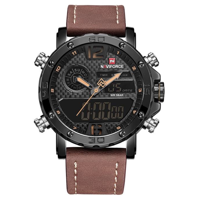 Moška ročna ura NaviForce Carbon Brown