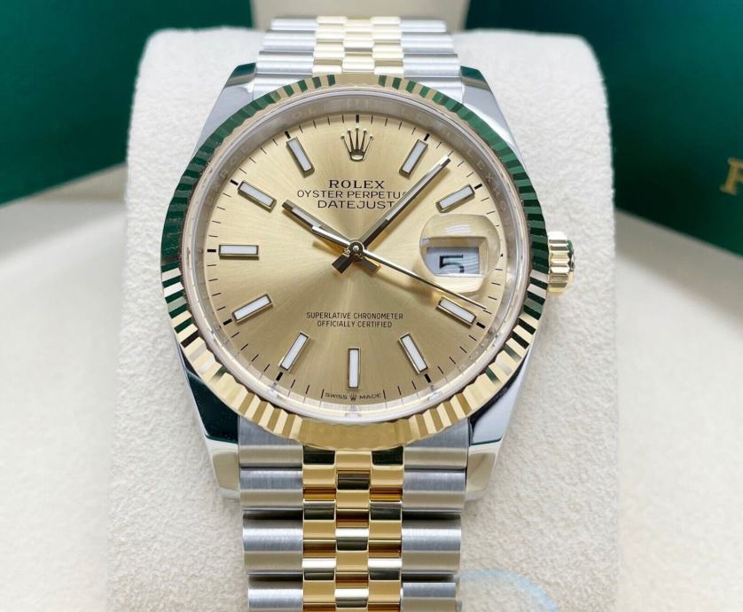 ROLEX DATEJUST 36mm CHAMPAGNE DIAL (SOLID SWISS CLON!) ETA cal. 3235