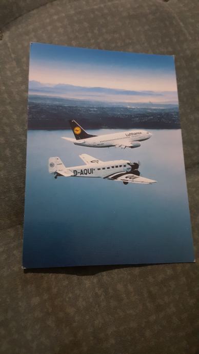 Razglednica avion Junkers Ju 52 i Airbus A 320 Lufthansa