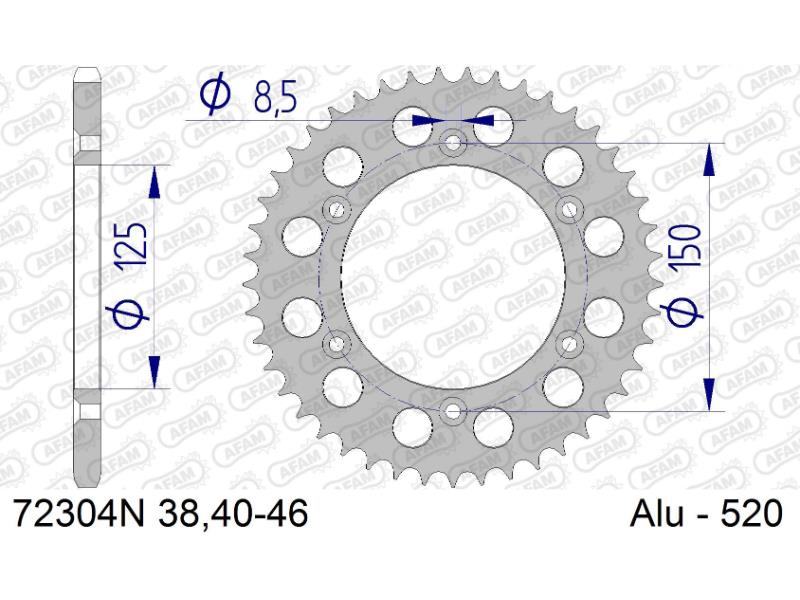 Alu zadnji zobnik AFAM 72304N-46 (520)