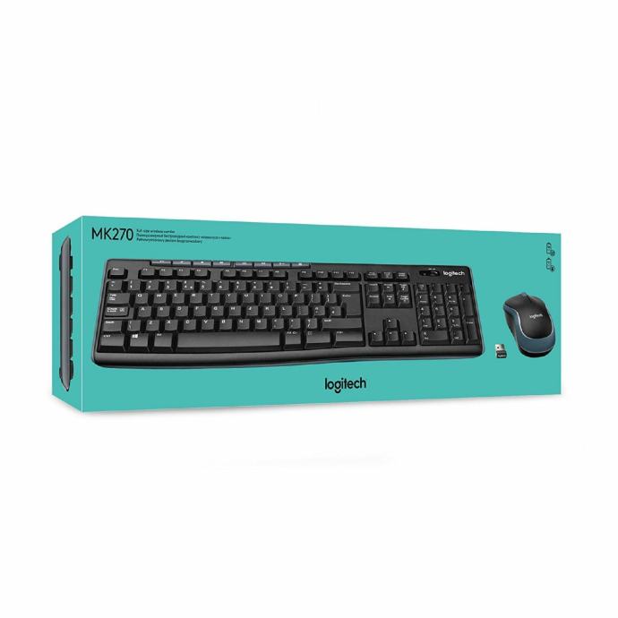 Logitech tipkovnica & miška MK270 SLO, brezžična