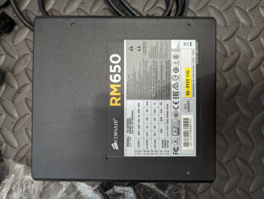 RM Series™ RM650 — 650 Watt 80 PLUS® Gold Certified Fully Modular PSU