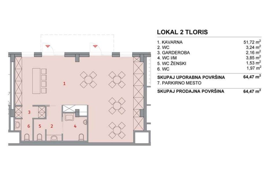 Gostinski lokal ali za storitve (prodaja)