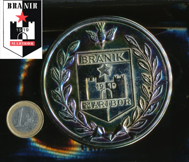 NK BRANIK MARIBOR- I.SSK Maribor 1919-60 namizna plaketa kovinska 83mm