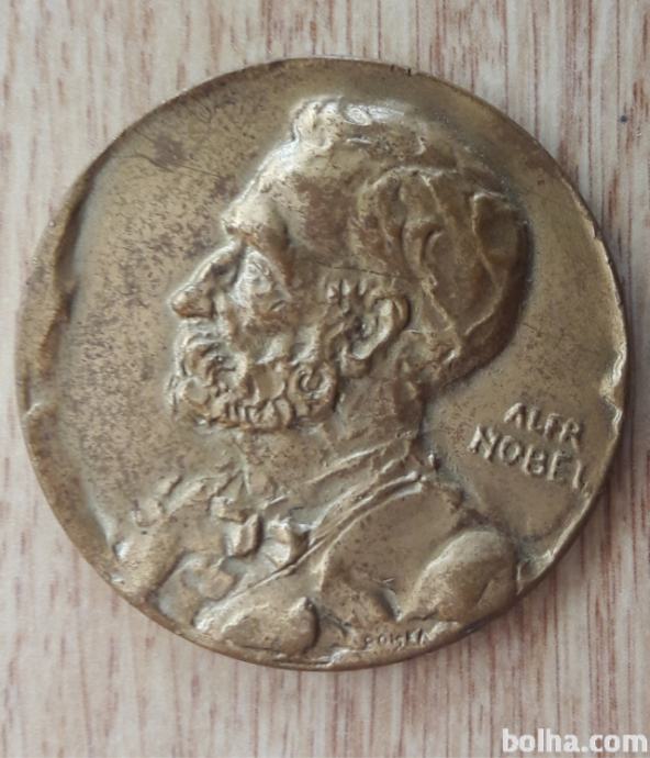 Plaketa medalja Alfed Nobel premer 50mm, teža 51g