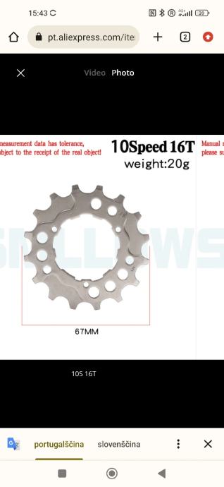 prodam nov 16 zobnik za MTB/road zadnjo kaseto, 10 redno