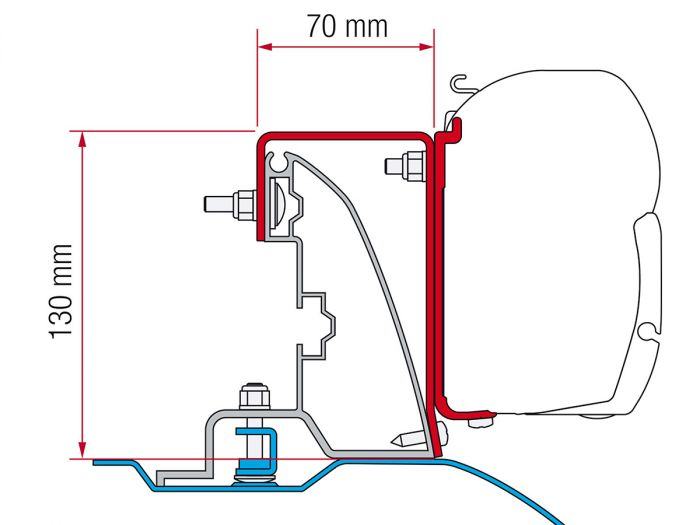 Fiamma F45 Adapter Ducato/Boxer/Jumper H2 Roof Rail &gt;2006