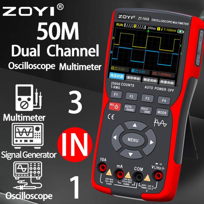 ZOYI ZT-703S digitalni OSCILOSKOP in SIGNAL GENERATOR ter MULTIMETER