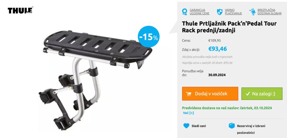 Thule Prtljažnik Pack'n'Pedal Tour Rack