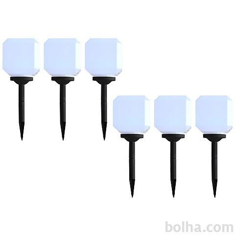vidaXL Zunanje solarne svetilke 6 kosov LED v obliki kocke 20 cm bele