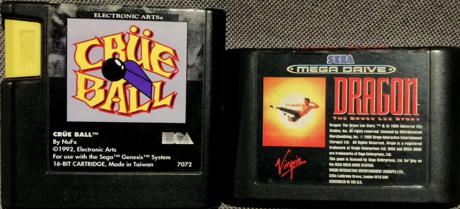 2x Sega Mega Drive igri: DRAGON Bruce Lee Story, Crüe Ball