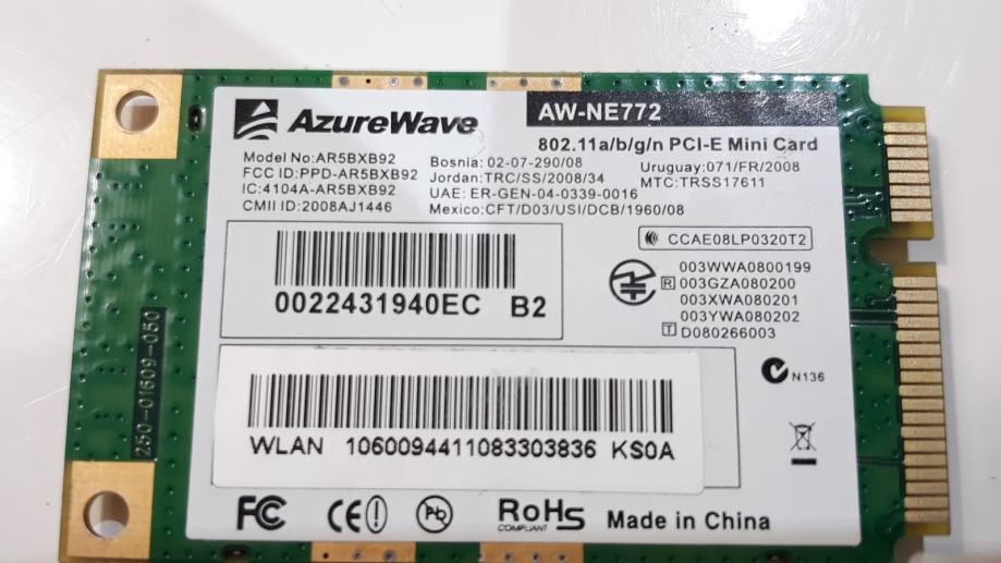 Wifi Azure Wave AW-NE772, model AR5BXB92