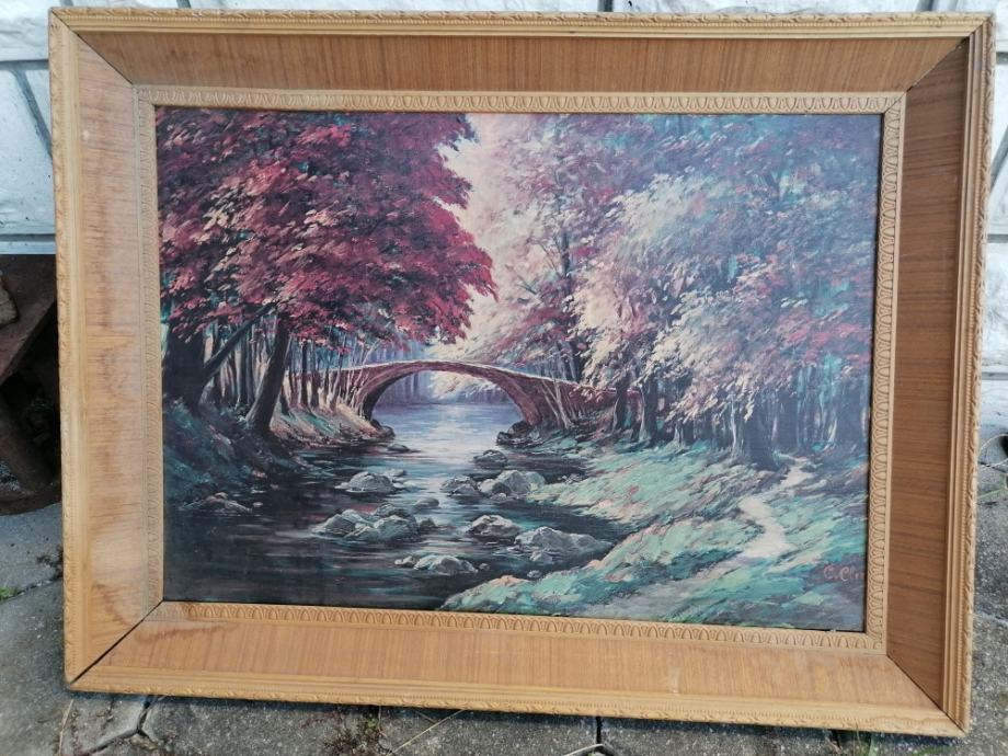 SLIKA barvan lesonit v okvirju brez stekla 80 x 60 cm