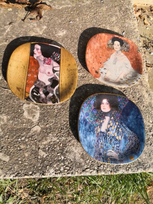 3 X Gustav Klimt porcelanast krožnik,okrasni krožniki