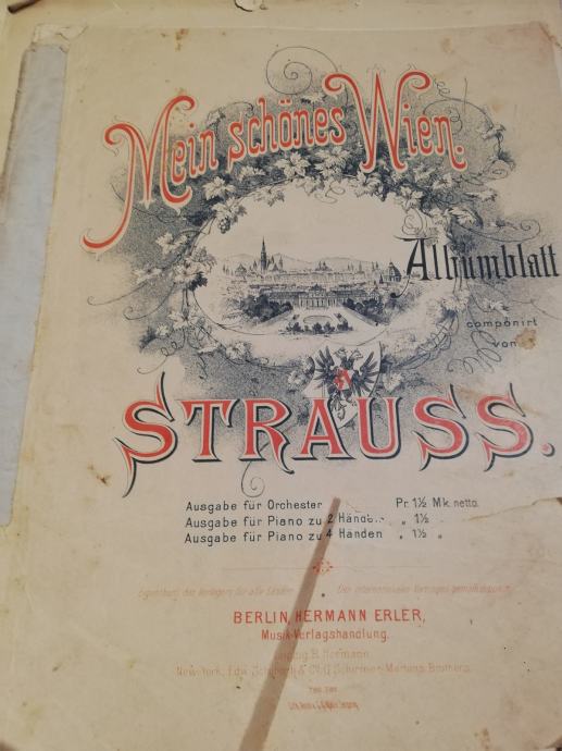 Zelo stare glasbene note  STRAUSS   MEIN SCHÖNES WIEN    NERMANN ERLER