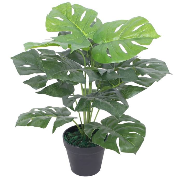 vidaXL Umetna rastlina monstera v loncu 45 cm zelene barve