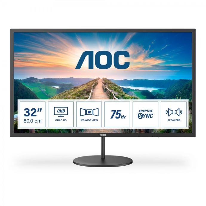 AOC V4 Q32V4 monitor 80 cm (31.5") 2560 x 1440 pixels 2K Ultra - črn