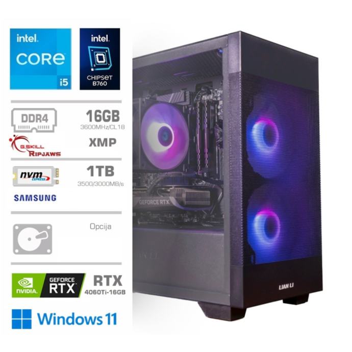 Računalnik MEGA MT S7X GAMER i5-13400F/16GB/1TB SSD/RTX4060Ti/WIN11H