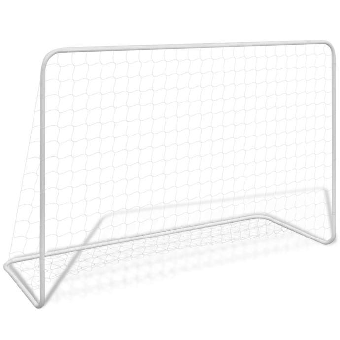 vidaXL Nogometni gol z mrežo jeklo 182x61x122 cm bel