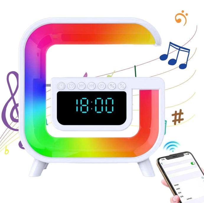 4v1 aku. LED RGB bluetooth zvočnik FM radio budilka in polnilec