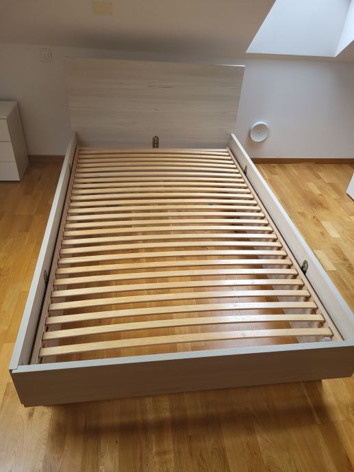 Otroška postelja+letveno dno-120x200cm Alples-beljena smreka