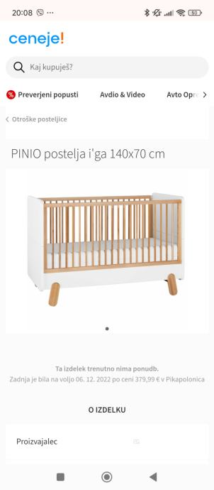 Otroska postelja 140 x 70 pinio