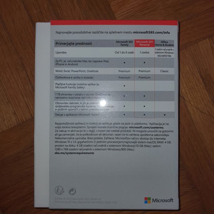 Microsoft 365 (word,excel,pp...) za 1 leto