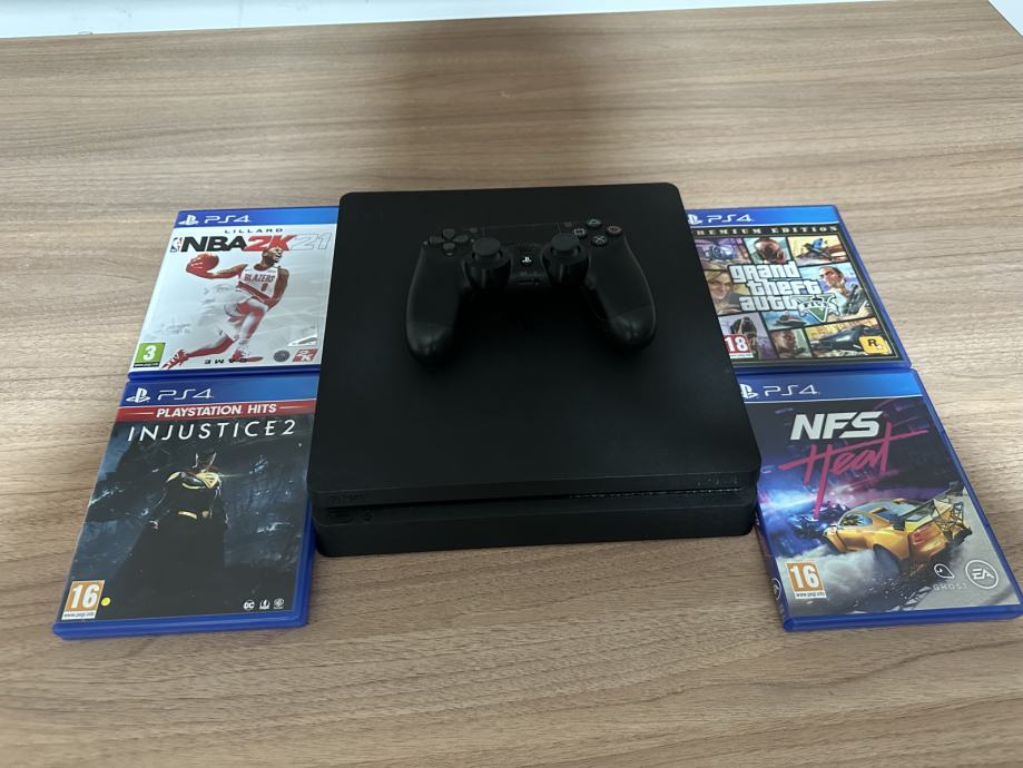 Playstation 4 slim 1TB + kontroler + 4 igrice