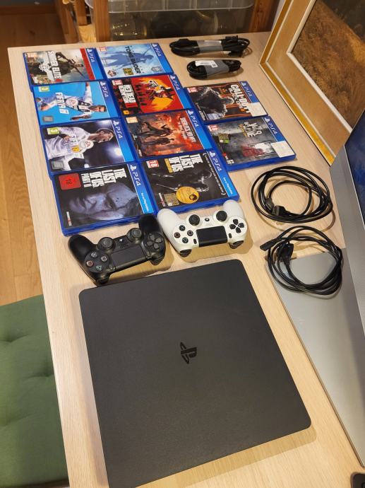 Playstation 4 slim +2x kontroler+10 igric