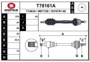 Polosovina (spredaj, levo) T78161A - Mercedes A (W168) 97-04 (samo po