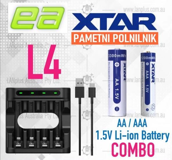 Xtar L4 polnilnik za 1.5V LiIon in 1.2V NiMH AA in AAA