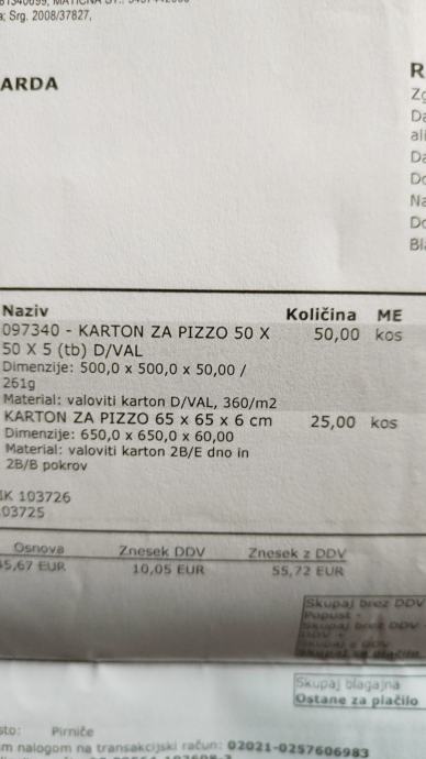 Prodam škatle za pizzo ne sestavljene in ne tiskane