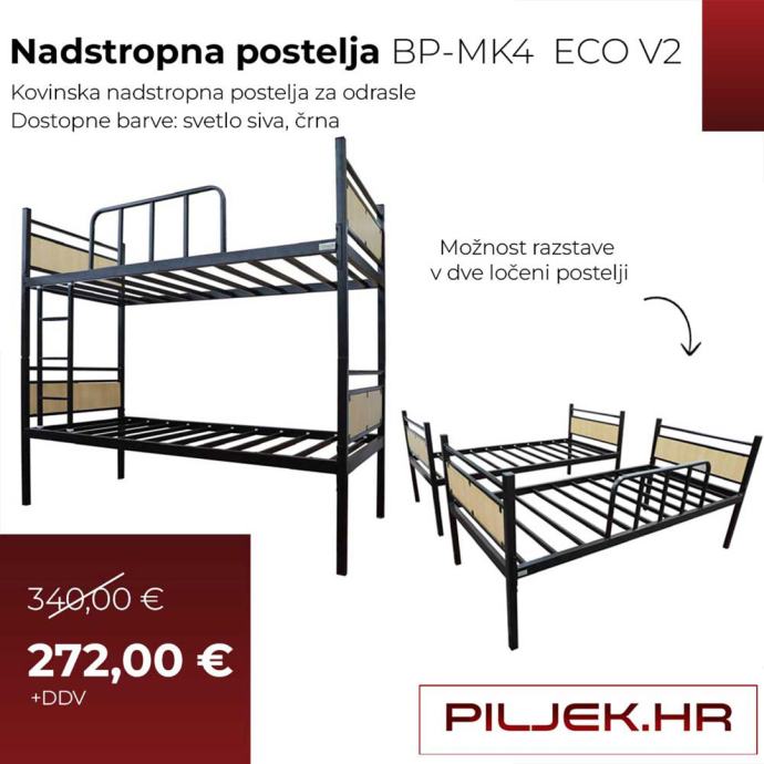 Dvonadstropna postelja, kovinska, model BP-MK4 ECO