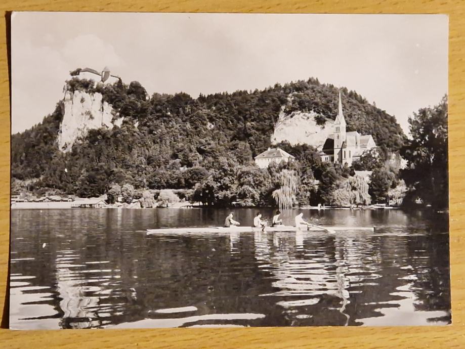 Stara foto razglednica Bled jezero Kajak