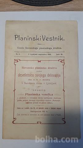 Planinski Vestnik 1903 - jubilejna številka