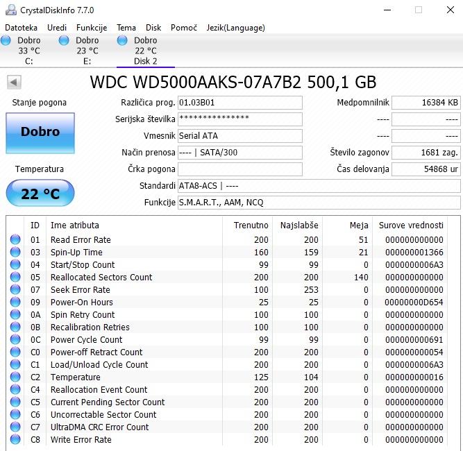 Trdi disk 500Gb WD Blue WDC WD5000AAKS