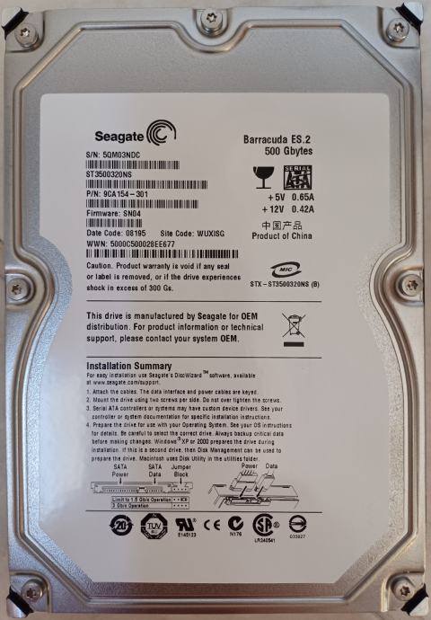 TRDI DISK SEAGATE, Barracuda ES.2 500GB