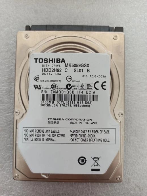 Trdi disk 2,5" 500GB TOSHIBA MK5059GSX